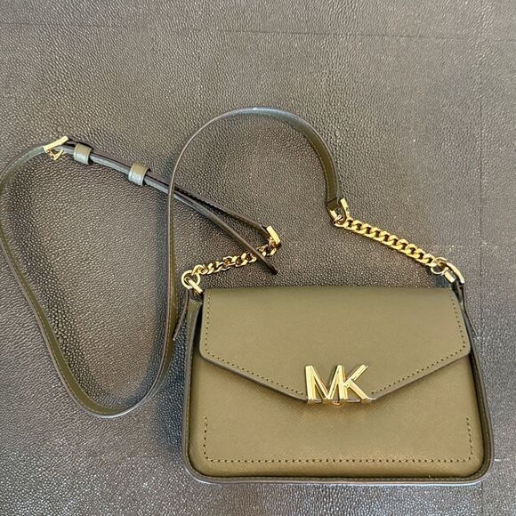 Michael Kors Olive Green  and Gold Logo Crossbody Bag - Picture 3 of 12